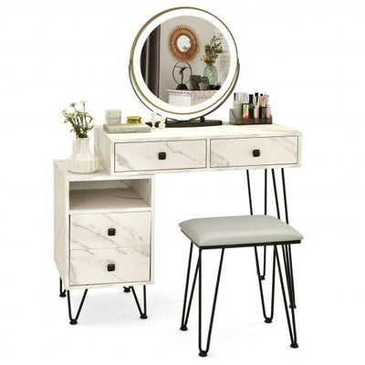 Modern Dressing Table with Storage Cabinet-Black