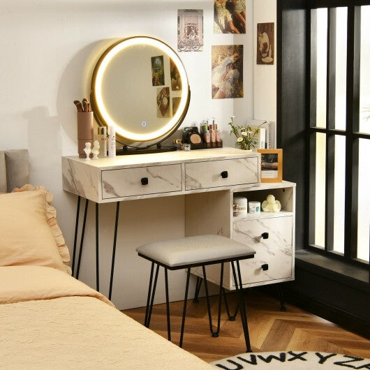 Modern Dressing Table with Storage Cabinet-Black