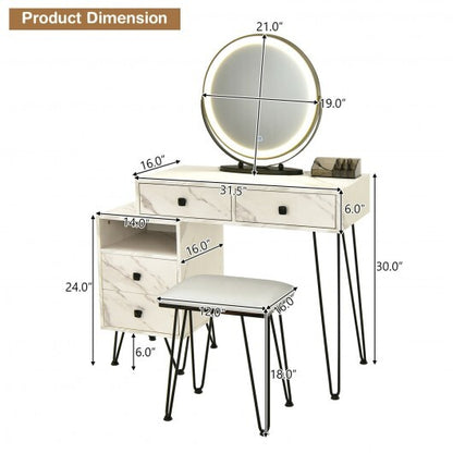 Modern Dressing Table with Storage Cabinet-Black