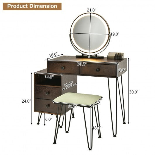 Modern Dressing Table with Storage Cabinet-Black