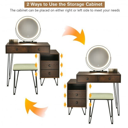 Modern Dressing Table with Storage Cabinet-Black