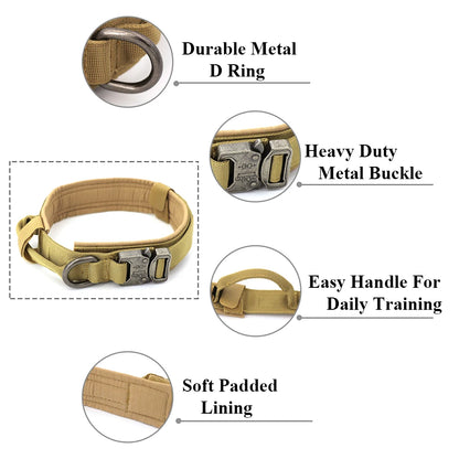 Pet Products Outdoor Tactical Dog Collar Metal Buckle Breathability Nylon Collar Medium and Large Dog Training Neck Collar Dog