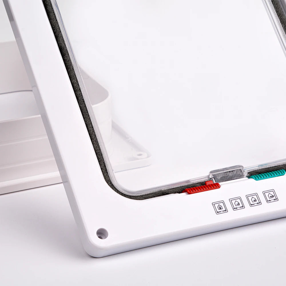 Smart Pet Door 4 Way Locking Security Lock ABS Plastic Dog Cat Flap Door Controllable Switch Direction Doors Small Pet Supplies