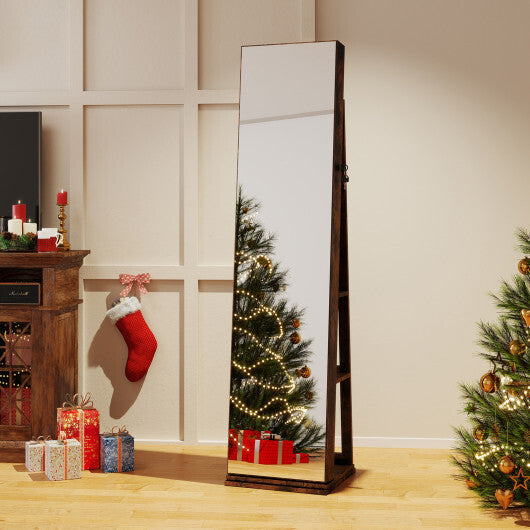 360? Swivel Jewelry Cabinet with Full Length Mirror-White