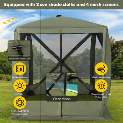 6.7 x 6.7 Feet Pop Up Gazebo with Netting and Carry Bag-Green