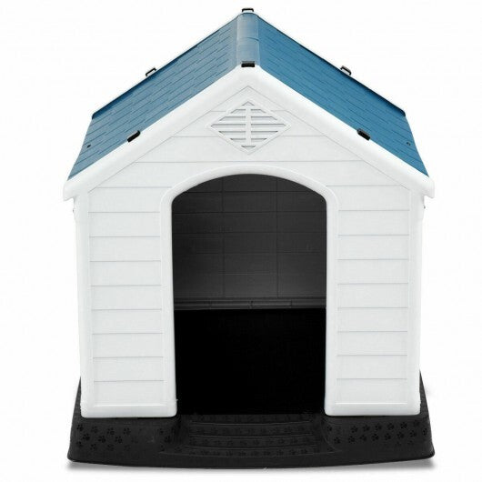 Plastic Waterproof Ventilate Pet Puppy House - Color: Blue - Size: M