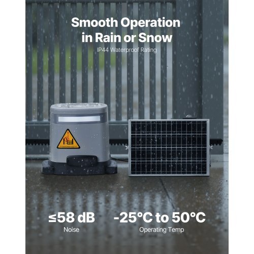 Solar Sliding Gate Opener, 280W Electric Gate Opener for Doors up to 65.6ft 1799lbs, Gear Track Rolling Fence Door Motor with Infrared Sensor & 2 Remote Controls, Driveway Gates Opening System