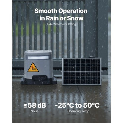 Solar Sliding Gate Opener, 280W Electric Gate Opener for Doors up to 65.6ft 1799lbs, Gear Track Rolling Fence Door Motor with Infrared Sensor & 2 Remote Controls, Driveway Gates Opening System