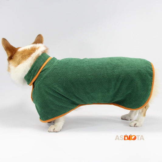Pet Puppy Clothes Bathing Robe Neck Pet Clothes Tucked Waist Dog Shirts