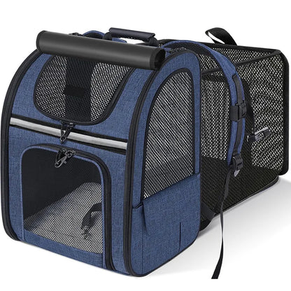 Cat Carrier Backpacks Expandable Cat Backpack with Shade Cover, Breathable Mesh Pet Carrier Backpack Bag for Travel Hiking Campi