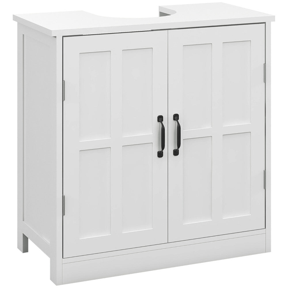 Bathroom Sink Cabinet, Pedestal Sink Cabinet with Adjustable Shelf, White-AS