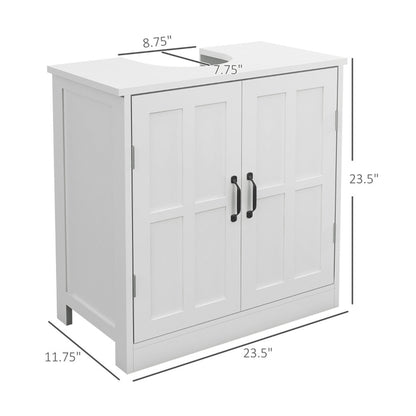 Bathroom Sink Cabinet, Pedestal Sink Cabinet with Adjustable Shelf, White-AS