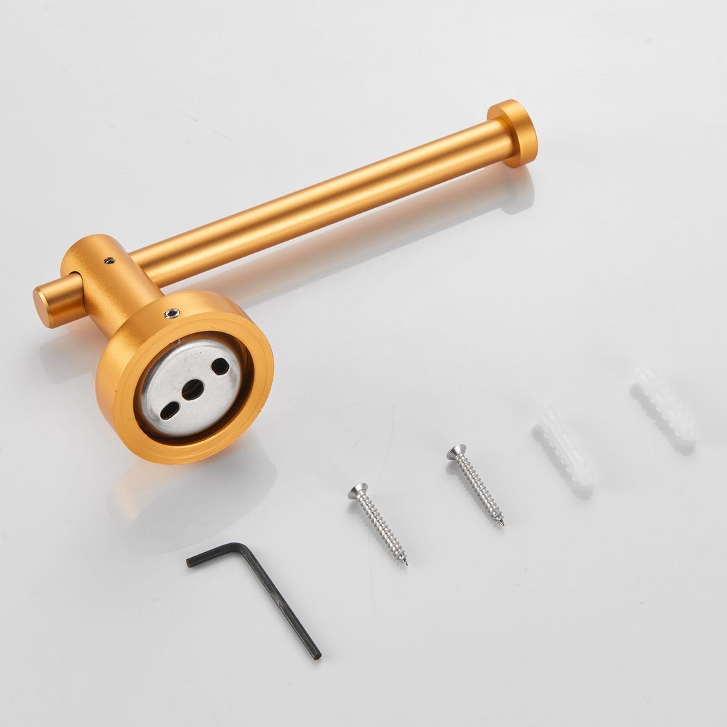 Bathroom Hardware Set, Thicken Space Aluminum 3 PCS Towel bar Set- Golden Gold 16-27 Inches Adjustable Bathroom Accessories Set