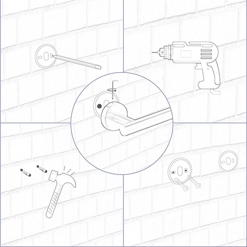 6 ??????????????? 6 Piece Stainless Steel Bathroom Towel Rack Set Wall Mount