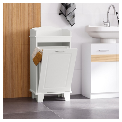 Free Standing Home Organizer Hamper, Bathroom Storage Cabinet, White