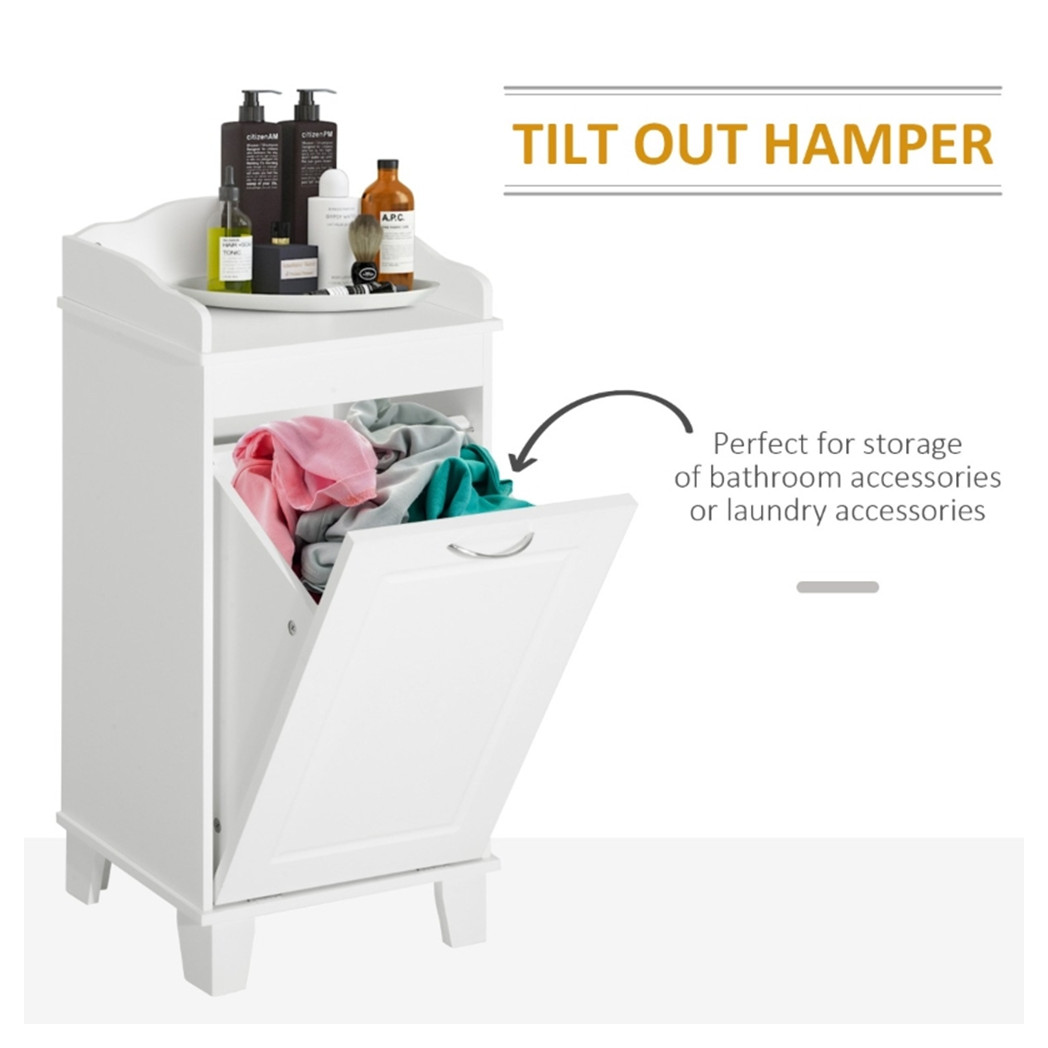 Free Standing Home Organizer Hamper, Bathroom Storage Cabinet, White