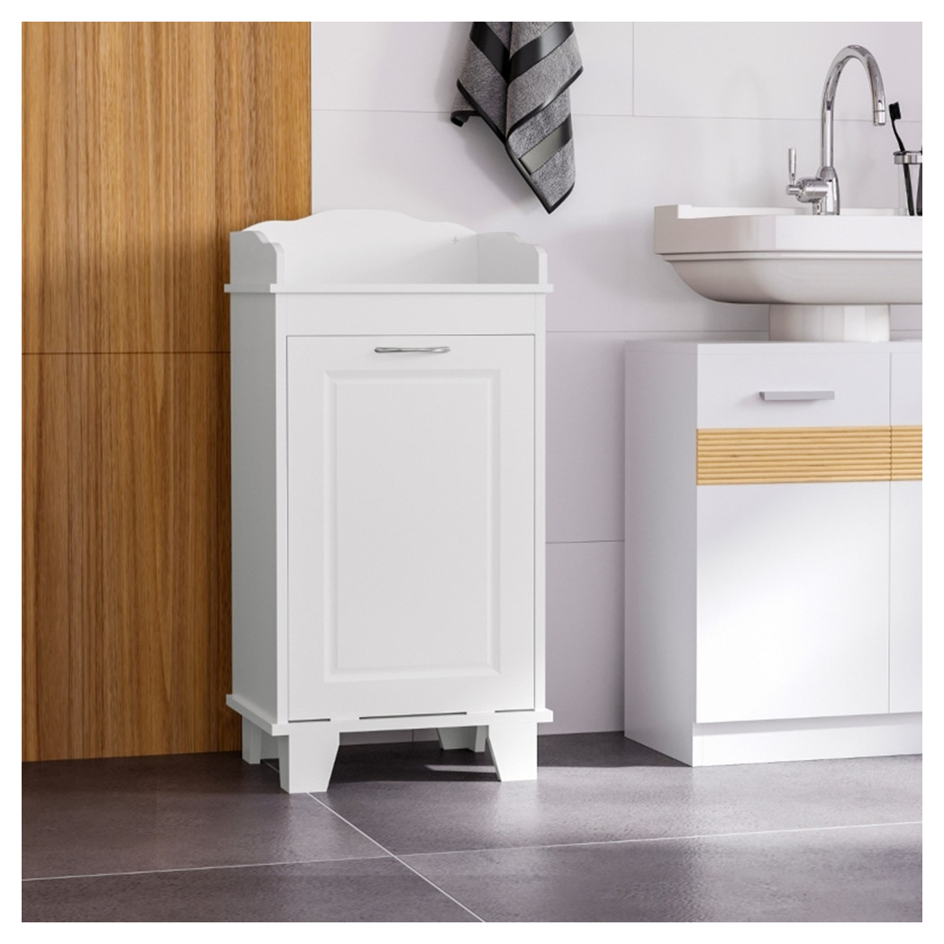 Free Standing Home Organizer Hamper, Bathroom Storage Cabinet, White