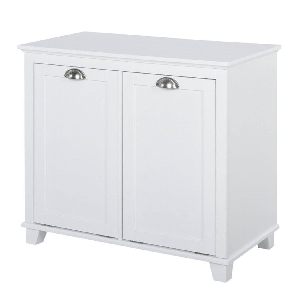 Tilt-Out Laundry Sorter Cabinet, Bathroom Storage Organizer white-AS