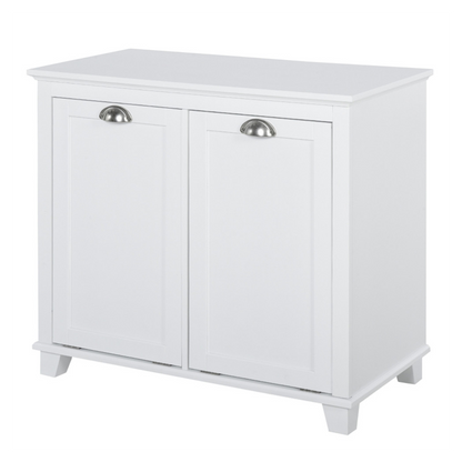 Tilt-Out Laundry Sorter Cabinet, Bathroom Storage Organizer white-AS