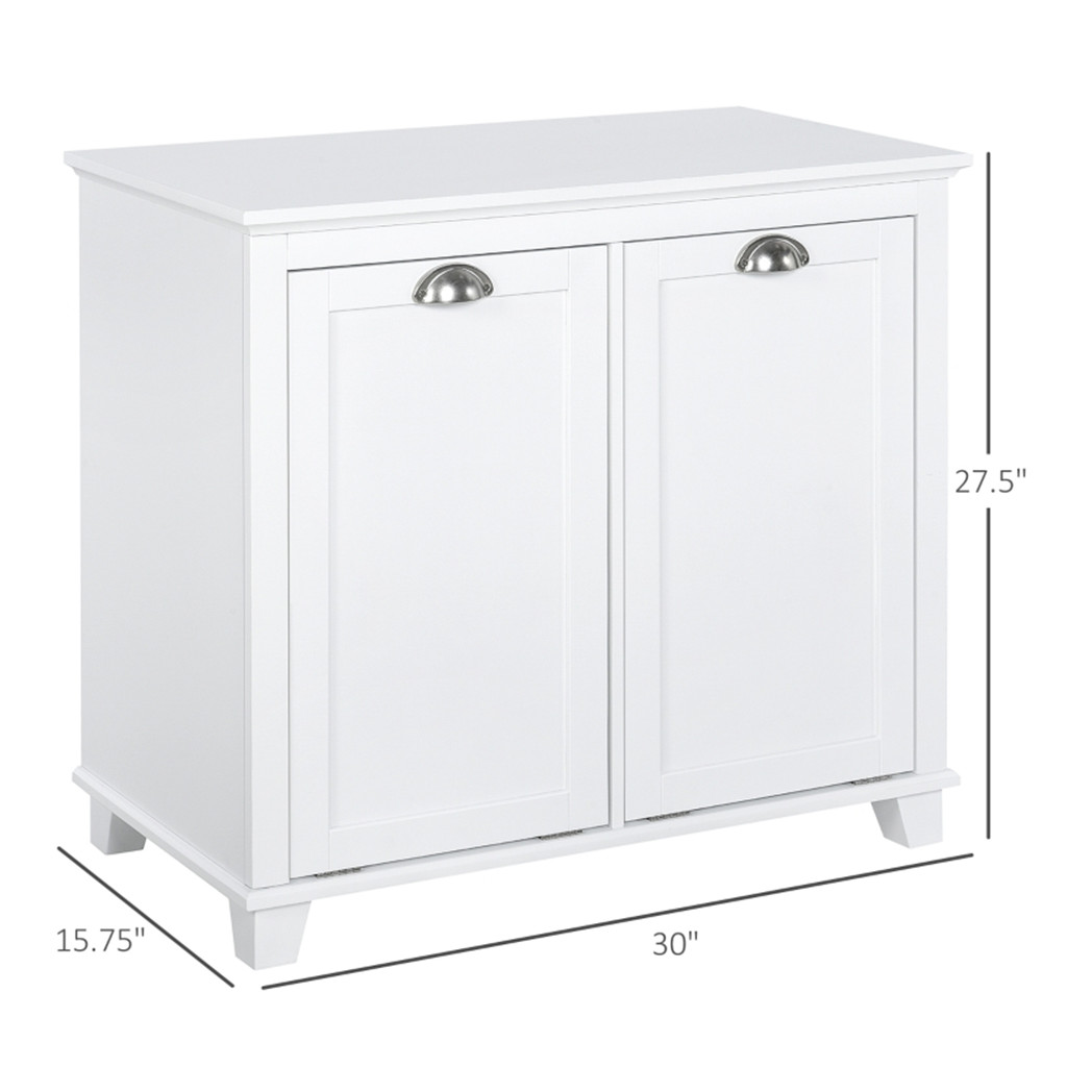 Tilt-Out Laundry Sorter Cabinet, Bathroom Storage Organizer white-AS