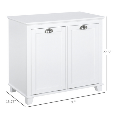 Tilt-Out Laundry Sorter Cabinet, Bathroom Storage Organizer white-AS
