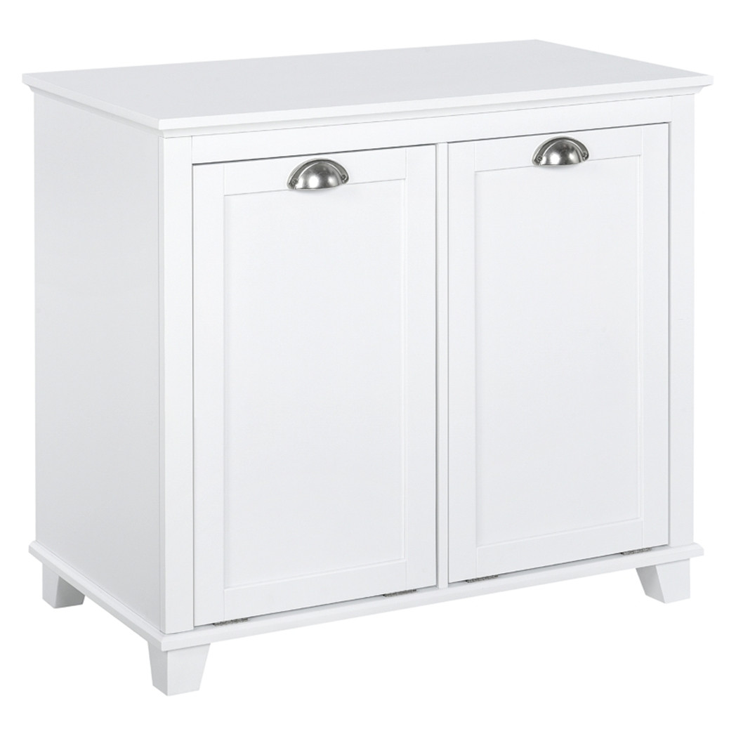 Tilt-Out Laundry Sorter Cabinet, Bathroom Storage Organizer white-AS