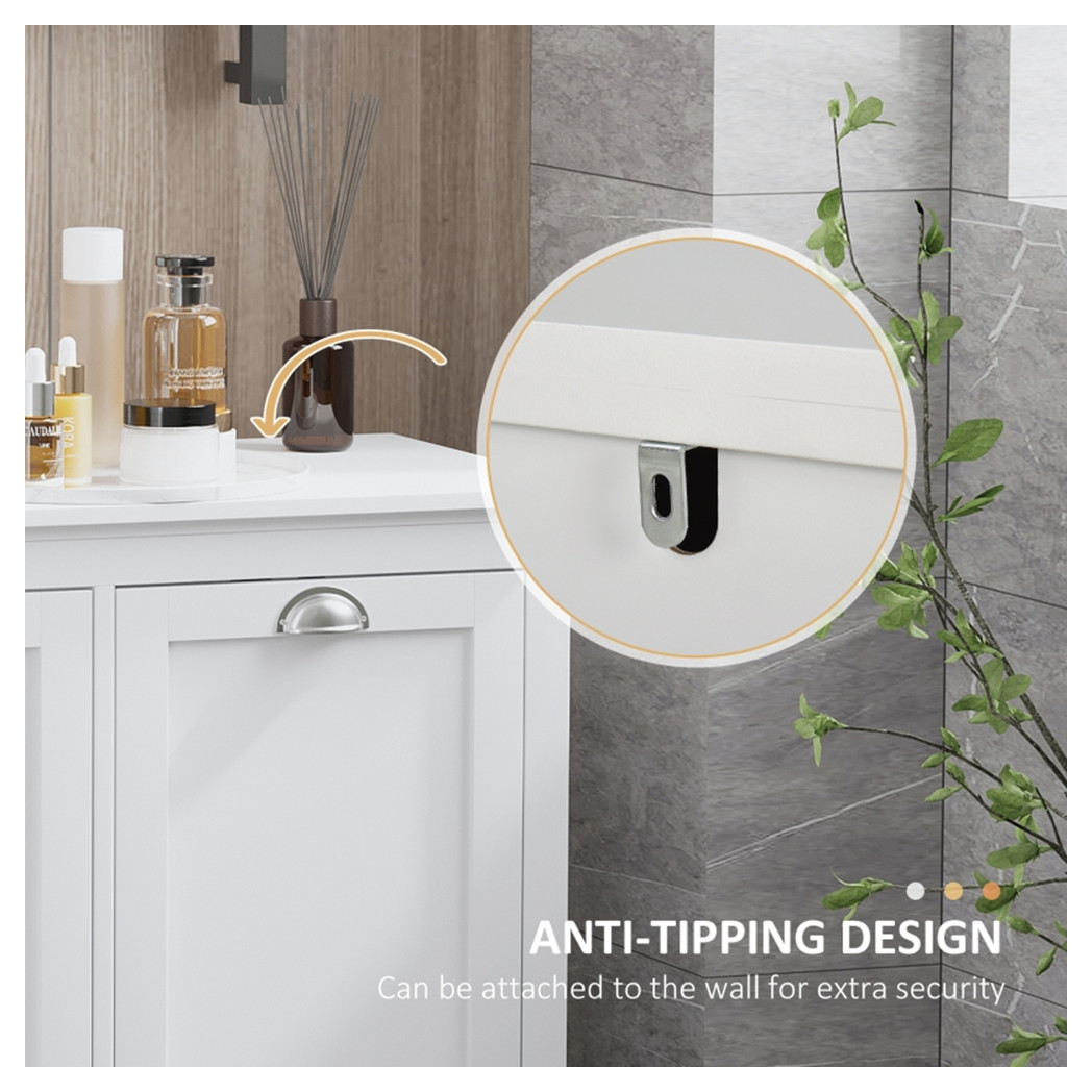 Tilt-Out Laundry Sorter Cabinet, Bathroom Storage Organizer white-AS