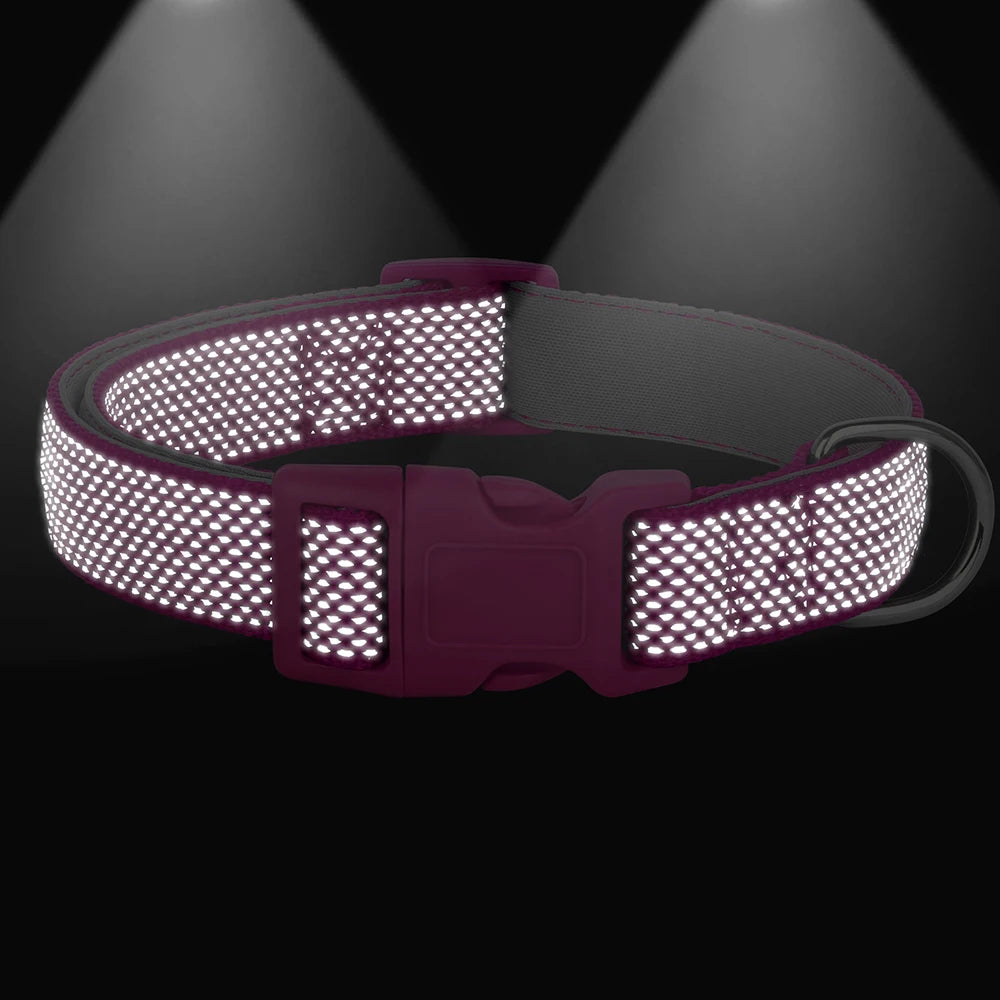 Reflective Pet Dog Collar Durable Nylon Dog Collars Necklace Adjustable Puppy Collars for Small Large Dog Pug Safety In Night