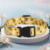 Nylon Print Dog Collar Adjustable Pet Collars Flower Print For Small Medium Large Dogs Chihuahua Pug Dog Accessories With D Ring