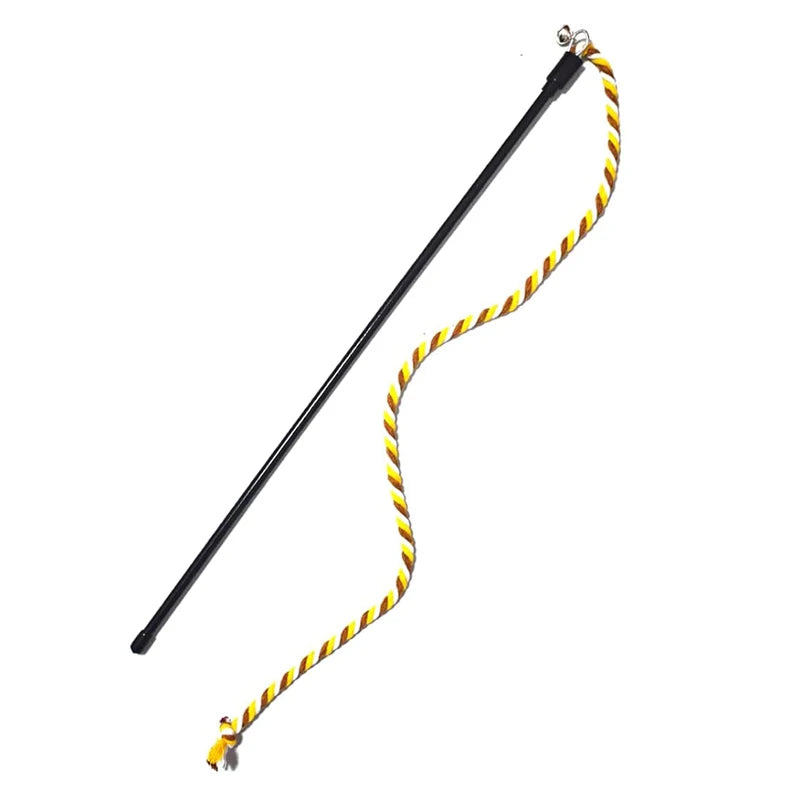 Interactive Cats Toys Long Satin Ribbon Cat Teaser Rod Toy Kitten Playing Teaser Wand Toy Cat Stick Toy