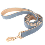 Soft Padded Dog Collar Leash Set PU Leather Pet Dog Collars Necklace With Walking Lead Rope Adjustable For Small Medium Dogs Pug