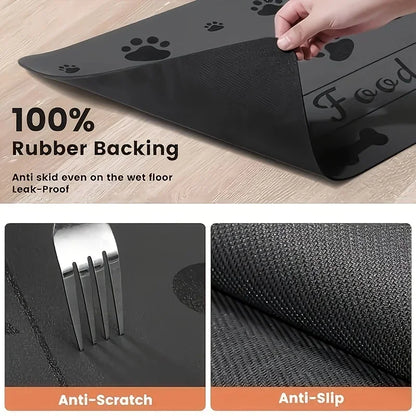 Heavy Duty Pet Feeding Mat 40x60/50x80cm Large Absorbent Non Slip Backing For Messy Eaters Easy Wipe Clean Cat Dog Waterproof
