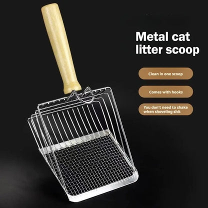 Dog Cat Clean Feces Supplies Stainless steel shovel Cat Litter Scoop Reduces Dust Metal Long Handle Scoop Pet Cleanning Tools ﻿
