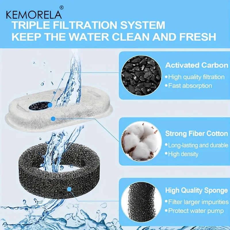 12/15PCS Cat Water Fountain Activated Carbon Sponge Filters for Stainless Steel Water Dispenser Pet Healthy Water Care Accessory