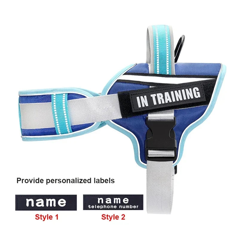 KOMMILIFE Adjustable Nylon Dog Harness Personalized Harness For Dogs Reflective Breathable Neck Guard Dog Harness Vest No Pull