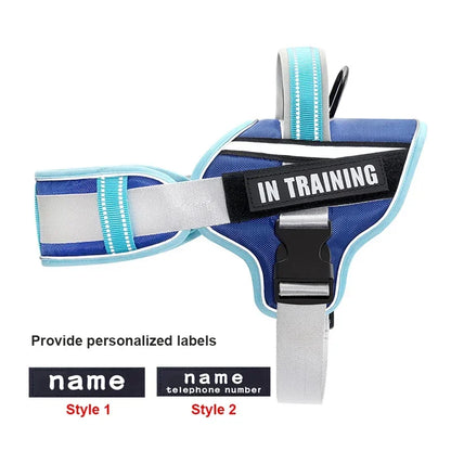 KOMMILIFE Adjustable Nylon Dog Harness Personalized Harness For Dogs Reflective Breathable Neck Guard Dog Harness Vest No Pull