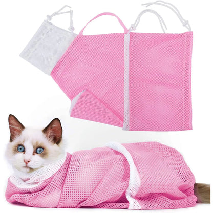 Mesh Cat Grooming Bathing Bag Adjustable Cats Washing Bags Oxford Cloth Pet Nail Trimming Clean Anti Scratch Bite Restraint