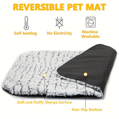 Self Warming Cat Bed, Soft Cat Dog Pet Heating Pad for Indoor Outdoor, Washable Non-Slip Heated Cat Mat Thermal Blanket