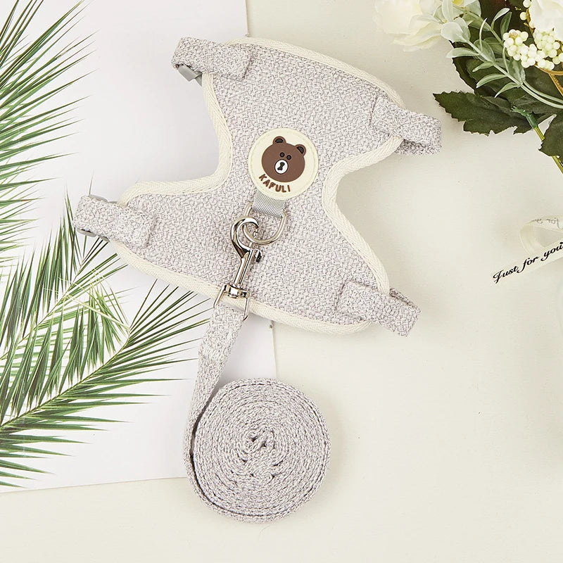 Cartoon Print Cat Rabbit Harness and Leash Set Bunny Rabbits Pet Accessories Bunnies Vest Clothes lapin accessoires pour animaux