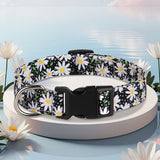 Nylon Print Dog Collar Adjustable Pet Collars Flower Print For Small Medium Large Dogs Chihuahua Pug Dog Accessories With D Ring