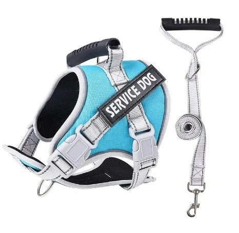 Dog Vest Harness and Patches Set with leash，Reflective Dog Vest with Handle for Small, Medium, Large, and Extra-Large Dogs