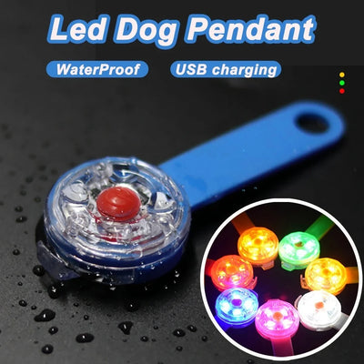 LED Pet Dog Cat Collar Pendant Night Safety Cat Luminous Light IPX7 Waterproof Flashing Harness with Light for Dog Accessories
