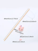 Cat toy wooden pole Cute animal shape plush cuddly cat stick with bell interactive fun pet supplies