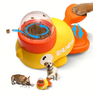 Yellow Duck-Shaped Interactive Cat Treat Dispenser Durable Plastic Training Dog Toy Puzzle Slow Feeder Dog Self-pleasure Toy