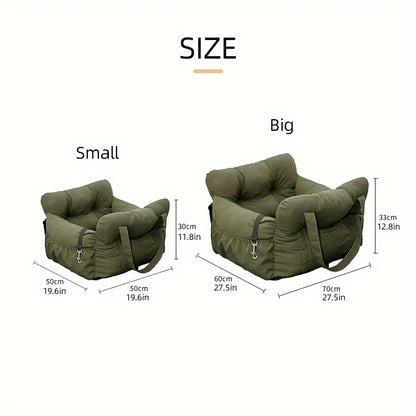 Dog Car Seat with Safety Belt - Non-Slip Pet Car Bed for Small Dogs, Washable Travel Carrier with Secure Straps for Safe Car