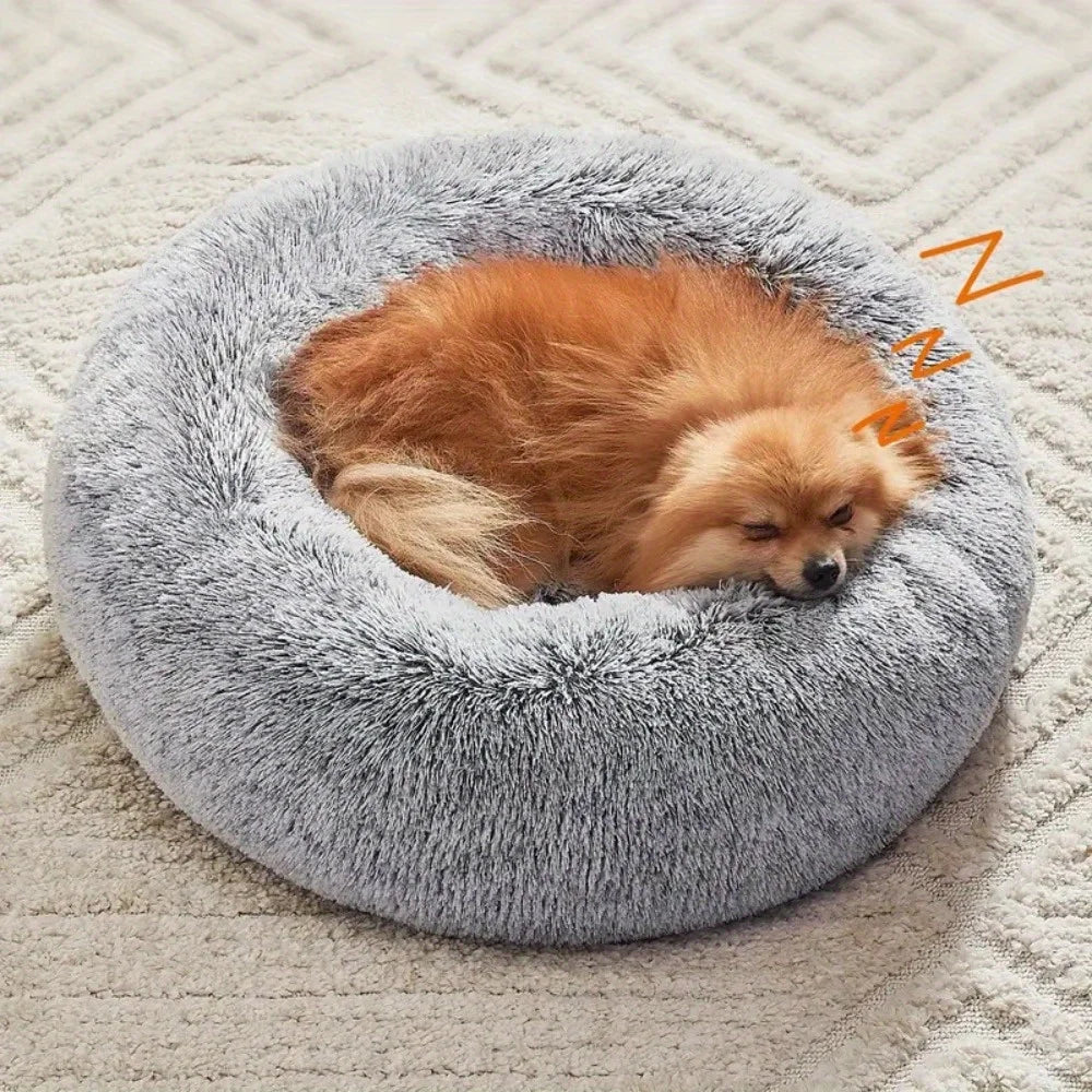 60cm Plush Pet Nest Winter Cat Nest Dog Nest Warm Detachable and Washable Round Cat Nest Pet Bed Seasonal Universal Decoration