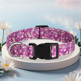 Nylon Print Dog Collar Adjustable Pet Collars Flower Print For Small Medium Large Dogs Chihuahua Pug Dog Accessories With D Ring