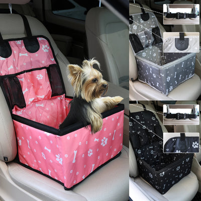 Pet Dog Car Seat with Storage Pockets Universal Pet Seat Cover for Small Medium Dogs Non-Slip Portable Travel Mat & Safety Bag
