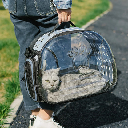 Transparent Foldable Outdoor Pet Travel Carrier Bag Handbag Puppy & Kitten Capsule Transparent Portable Shoulder Strap Bag