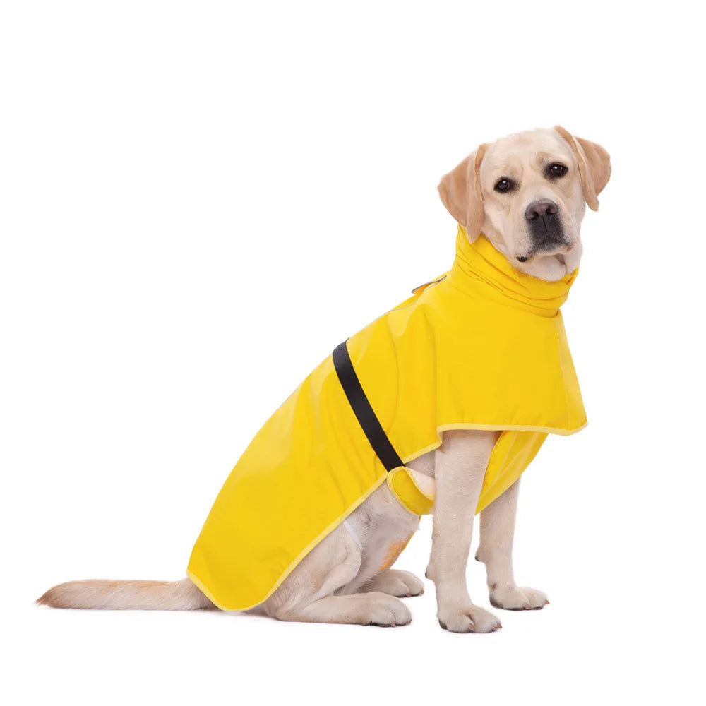 Reflective Dog Raincoat with Adjust Hood Pet Poncho Body Coverage Turtleneck Waterproof Dog Rain Jacket for Medium Large Dogs